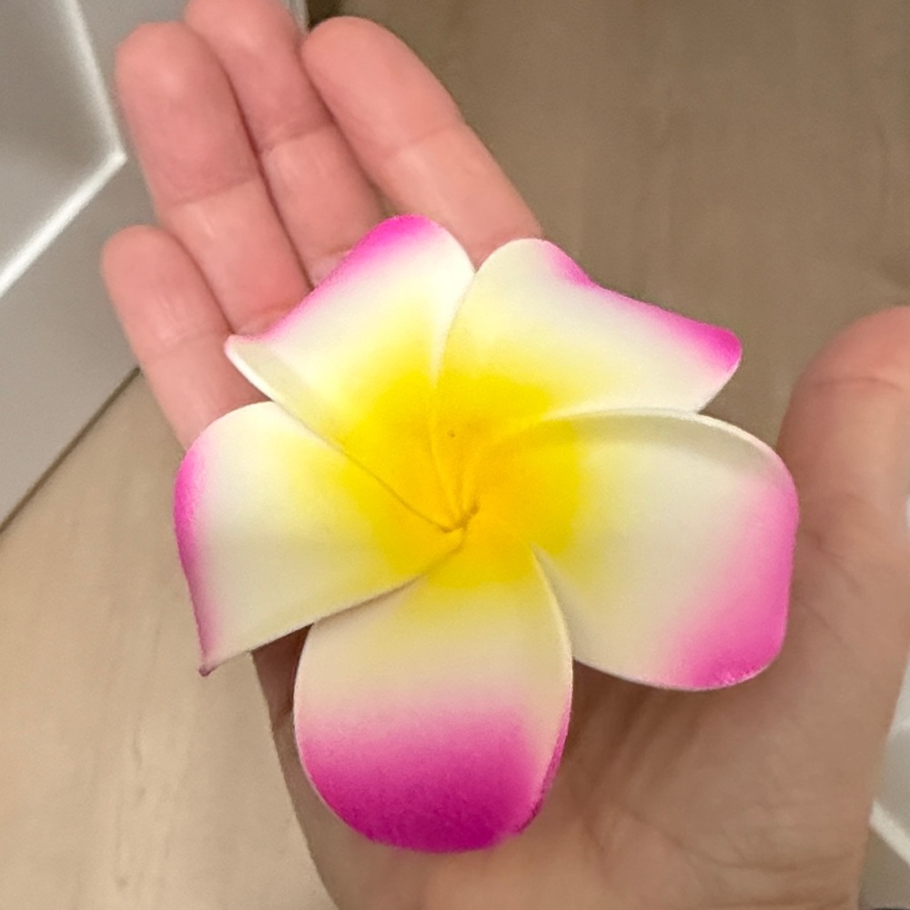 3/$20 Colorful Plumeria Hair Clips - Picture 3 of 3